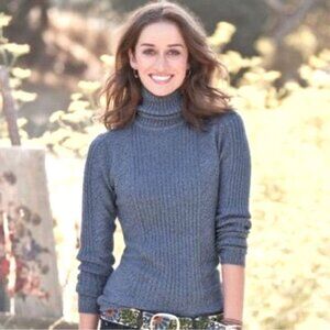 Sundance Blue Knit Cowl Neck Sweater, L